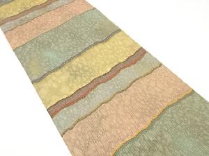 よろけ横段に石畳模様織り出し　袋帯